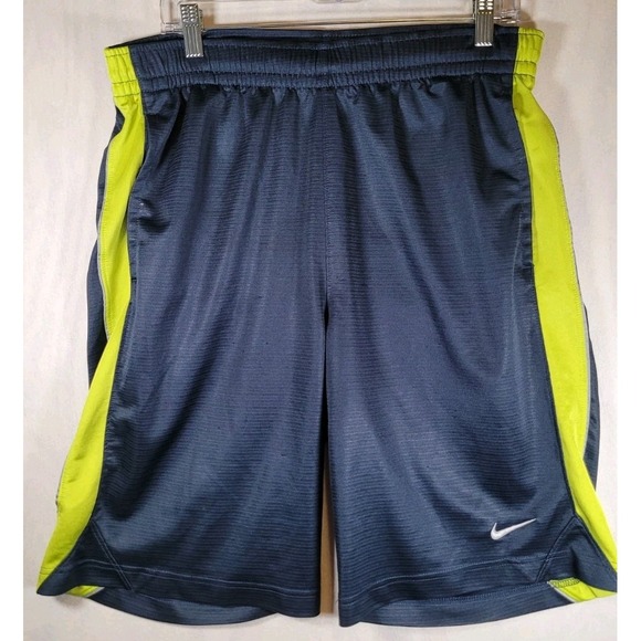 Nike Fastbreak Shorts  Mens Size Medium Black‎ and Lime Green Stripes Activewear - Picture 1 of 10